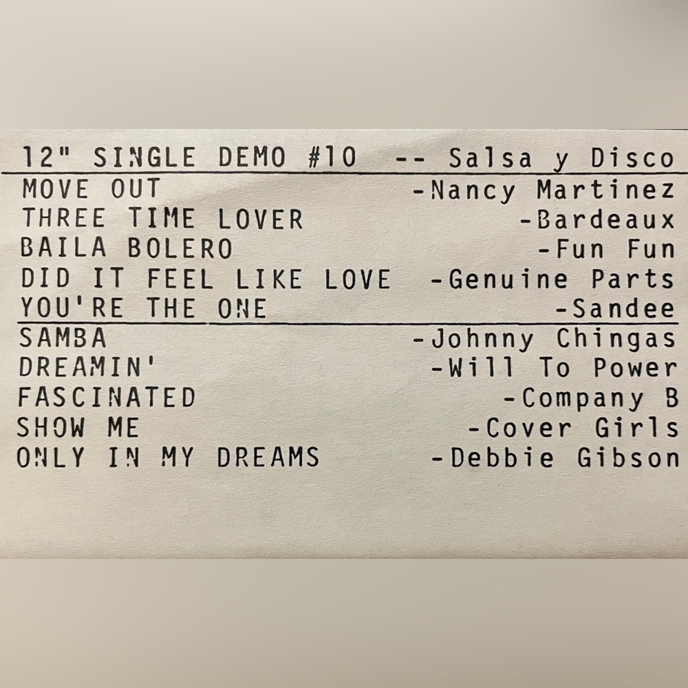 12" SINGLE DEMO #10 by SALSA y DISCO (CASSETTE ,1987)